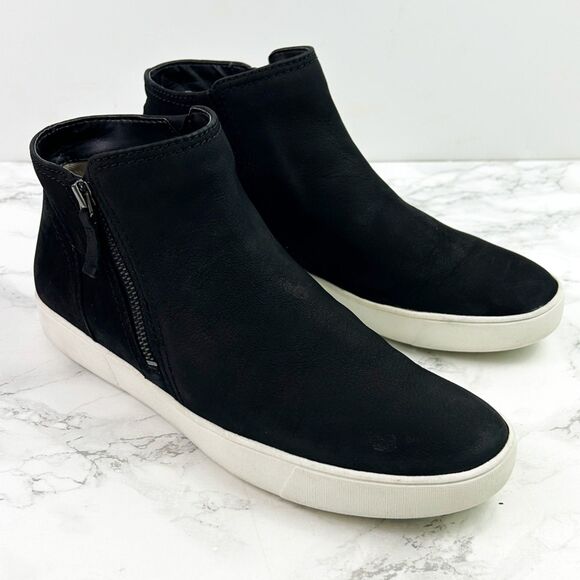 Naturalizer Miranda Nubuck Leather Ankle Bootie 9.5 Black Zip High-Top Sneakers - Picture 3 of 12